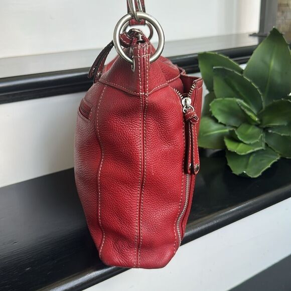 Tignanello Pebbled Leather Red Crossbody Shoulder Bag – Multiple Compartments - Picture 2 of 12